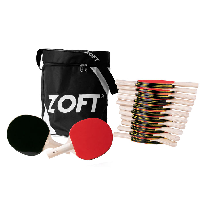 Zoft Table Tennis Bat Smooth With Sponge Rubber (24) & Storage Bag