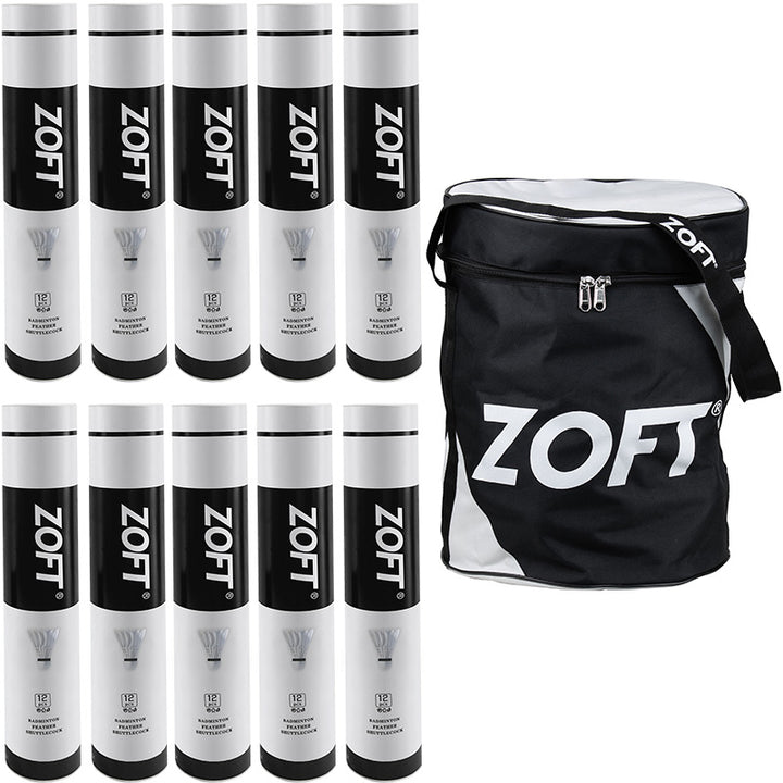 Zoft Feather Badminton Shuttlecock (120) & Storage Bag